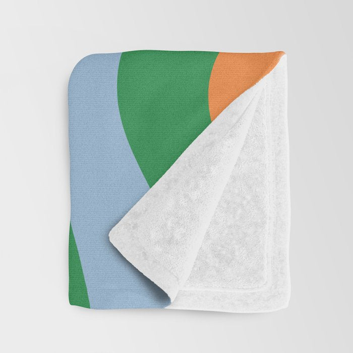 Bold Modern Retro Liquid Swirl Abstract Pattern Green Orange Baby Blue Throw Blanket Gallery Image 3