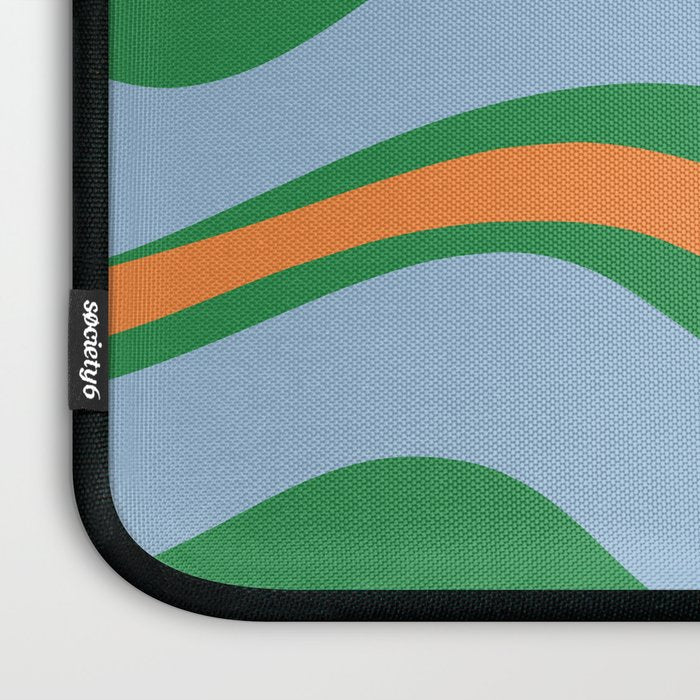 Bold Modern Retro Liquid Swirl Abstract Pattern Green Orange Baby Blue Laptop Sleeve Gallery Image 3