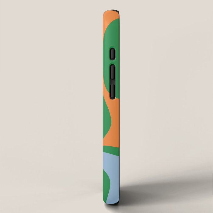 Bold Modern Retro Liquid Swirl Abstract Pattern Green Orange Baby Blue iPhone Case Gallery Image 2