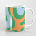 Bold Modern Retro Liquid Swirl Abstract Pattern Green Orange Baby Blue Coffee Mug Gallery Image 1