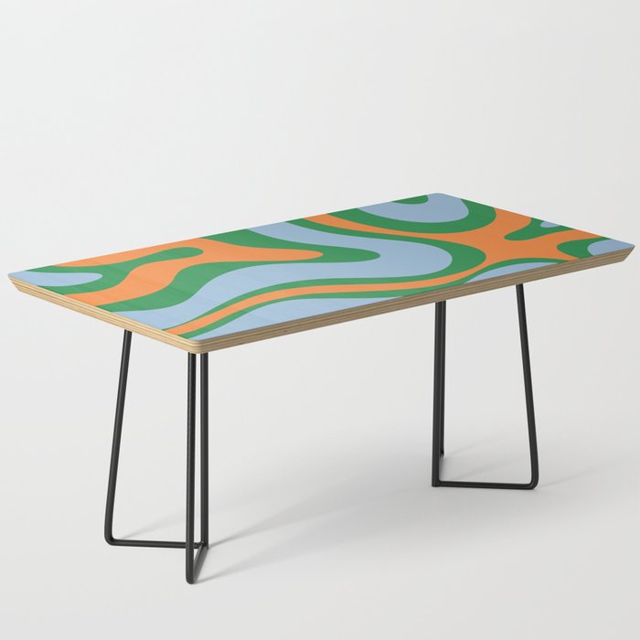 Bold Modern Retro Liquid Swirl Abstract Pattern Green Orange Baby Blue Coffee Table Gallery Image 1