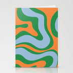 Bold Modern Retro Liquid Swirl Abstract Pattern Green Orange Baby Blue Stationery Card Gallery Image 2