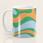 Bold Modern Retro Liquid Swirl Abstract Pattern Green Orange Baby Blue Coffee Mug Gallery Image 3