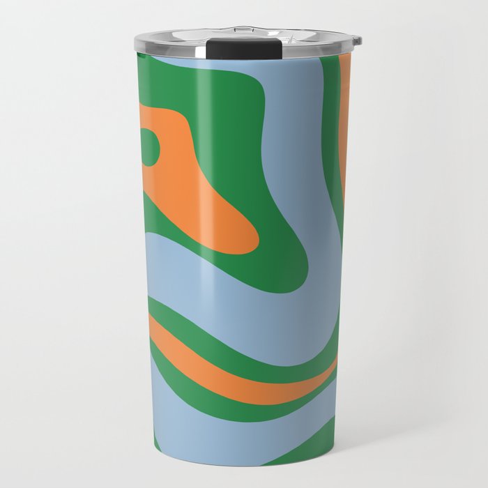 Bold Modern Retro Liquid Swirl Abstract Pattern Green Orange Baby Blue Travel Mug Gallery Image 1