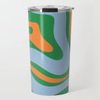 Bold Modern Retro Liquid Swirl Abstract Pattern Green Orange Baby Blue Travel Mug Gallery Image 1