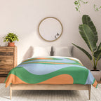 Bold Modern Retro Liquid Swirl Abstract Pattern Green Orange Baby Blue Comforter Gallery Image 3