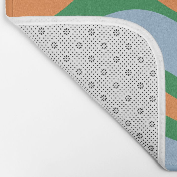 Bold Modern Retro Liquid Swirl Abstract Pattern Green Orange Baby Blue Bath Mat Gallery Image 2