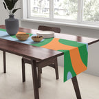 Bold Modern Retro Liquid Swirl Abstract Pattern Green Orange Baby Blue Table Runner Gallery Image 2