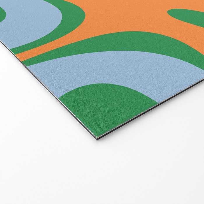 Bold Modern Retro Liquid Swirl Abstract Pattern Green Orange Baby Blue Welcome Mat Gallery Image 2