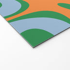 Bold Modern Retro Liquid Swirl Abstract Pattern Green Orange Baby Blue Welcome Mat Gallery Image 2