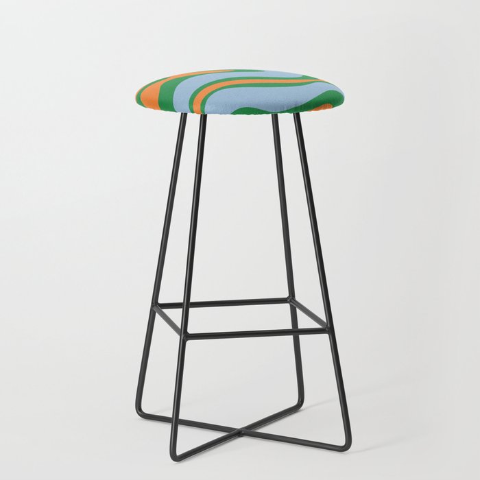 Bold Modern Retro Liquid Swirl Abstract Pattern Green Orange Baby Blue Stool Gallery Image 1