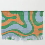 Bold Modern Retro Liquid Swirl Abstract Pattern Green Orange Baby Blue Wall Hanging Gallery Image 1