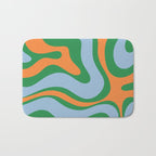 Bold Modern Retro Liquid Swirl Abstract Pattern Green Orange Baby Blue Bath Mat Gallery Image 1