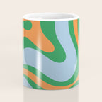 Bold Modern Retro Liquid Swirl Abstract Pattern Green Orange Baby Blue Coffee Mug Gallery Image 4