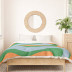 Bold Modern Retro Liquid Swirl Abstract Pattern Green Orange Baby Blue Duvet Cover Gallery Image 3