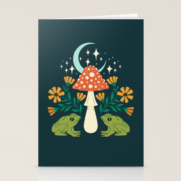 Moonlight Flower Frogs and Mushroom Stationery Card Gallery Image 2