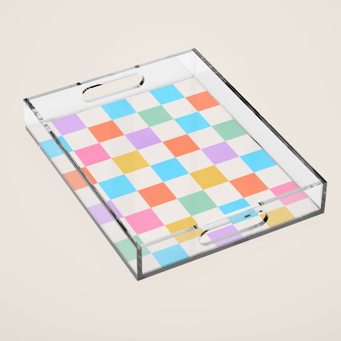Pastel Checkered Pattern Acrylic Tray Gallery Image 1