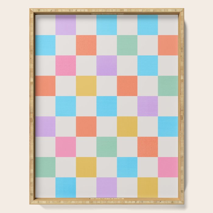 Pastel Checkered Pattern Serving Tray Gallery Image 1