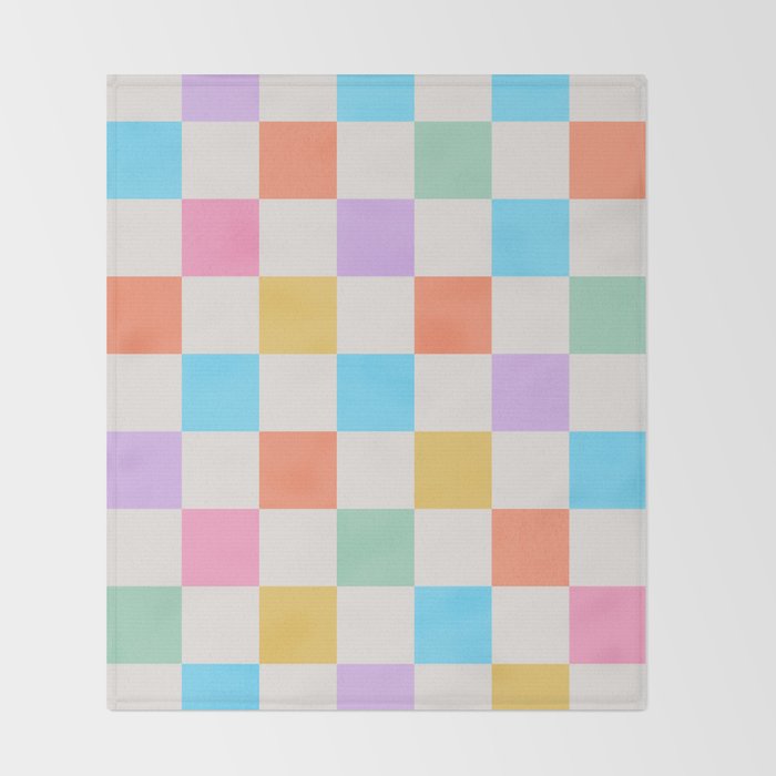 Pastel Checkered Pattern Throw Blanket Gallery Image 2