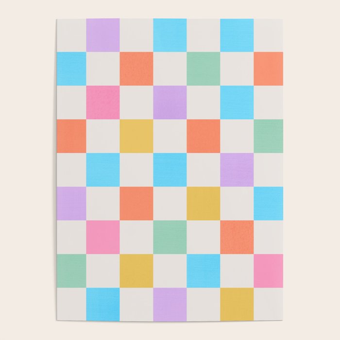 Pastel Checkered Pattern Poster Gallery Image 4
