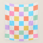 Pastel Checkered Pattern Wall Tapestry Gallery Image 4