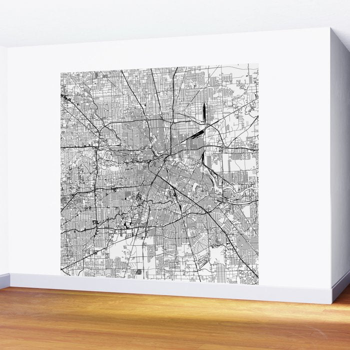Houston White Map Wall Mural Gallery Image 2