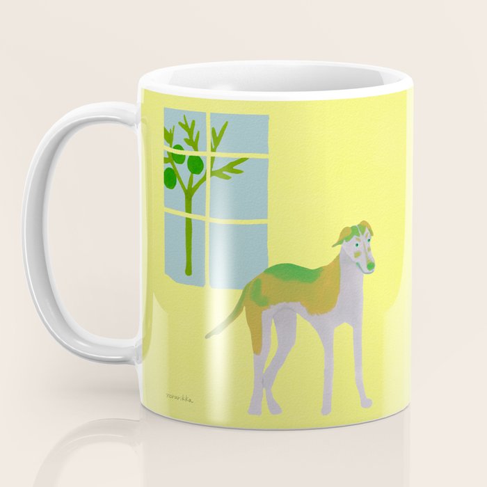 Dog in a Room - Green and Yellow Coffee Mug Gallery Image 3