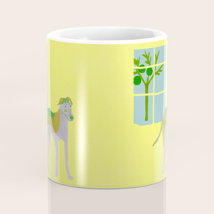 Dog in a Room - Green and Yellow Coffee Mug Gallery Image 4