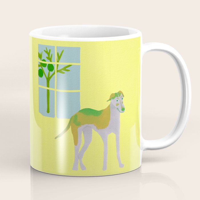 Dog in a Room - Green and Yellow Coffee Mug Gallery Image 1