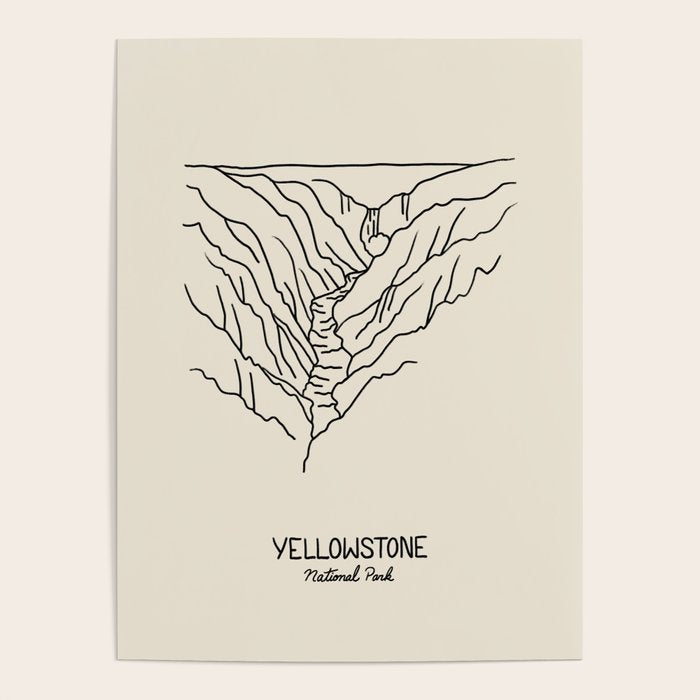 Yellowstone National Park Black on Cream Poster Gallery Image 4