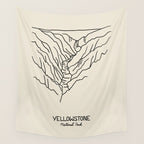 Yellowstone National Park Black on Cream Wall Tapestry Gallery Image 4
