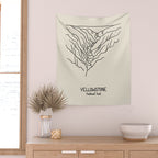 Yellowstone National Park Black on Cream Wall Tapestry Gallery Image 2