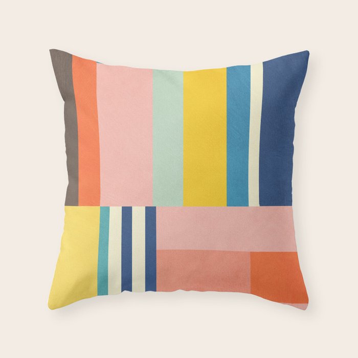 Bright Pastels Geometric Colorful Abstract Artwork Throw Pillow Gallery Image 6