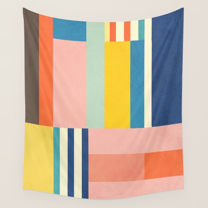 Bright Pastels Geometric Colorful Abstract Artwork Wall Tapestry Gallery Image 4