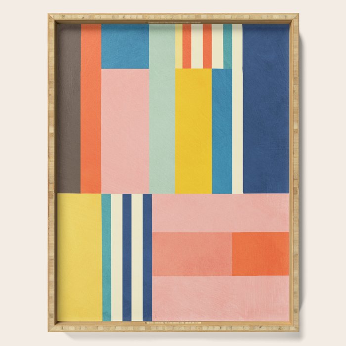 Bright Pastels Geometric Colorful Abstract Artwork Serving Tray Gallery Image 1