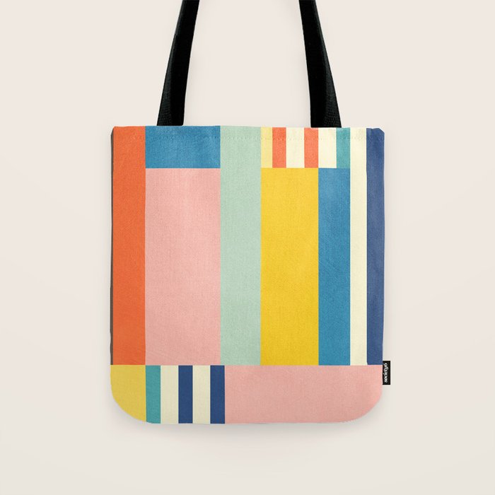 Bright Pastels Geometric Colorful Abstract Artwork Tote Bag Gallery Image 1
