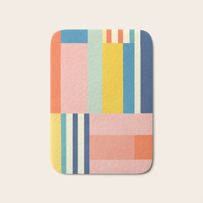 Bright Pastels Geometric Colorful Abstract Artwork Bath Mat Gallery Image 1