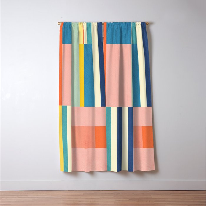 Bright Pastels Geometric Colorful Abstract Artwork Window Curtain Gallery Image 3