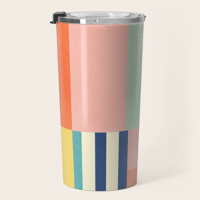 Bright Pastels Geometric Colorful Abstract Artwork Travel Mug Gallery Image 3