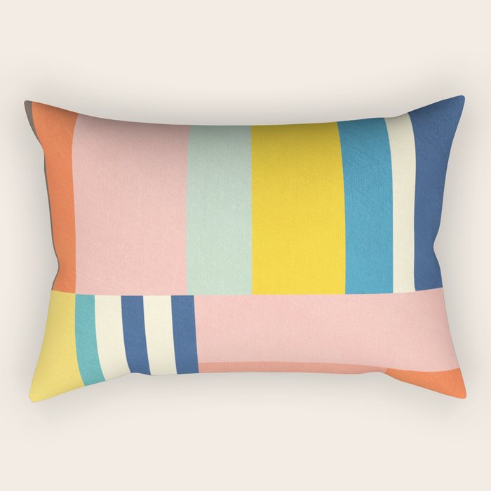 Bright Pastels Geometric Colorful Abstract Artwork Rectangular Pillow Gallery Image 1
