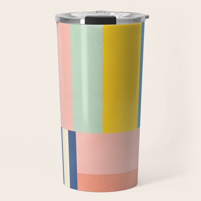 Bright Pastels Geometric Colorful Abstract Artwork Travel Mug Gallery Image 1
