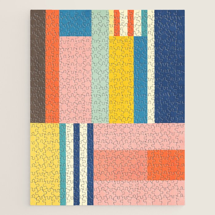 Bright Pastels Geometric Colorful Abstract Artwork Jigsaw Puzzle