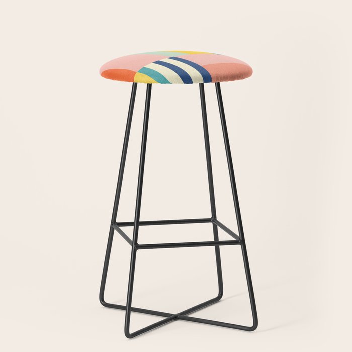 Bright Pastels Geometric Colorful Abstract Artwork Stool Gallery Image 1