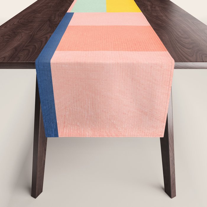 Bright Pastels Geometric Colorful Abstract Artwork Table Runner Gallery Image 1