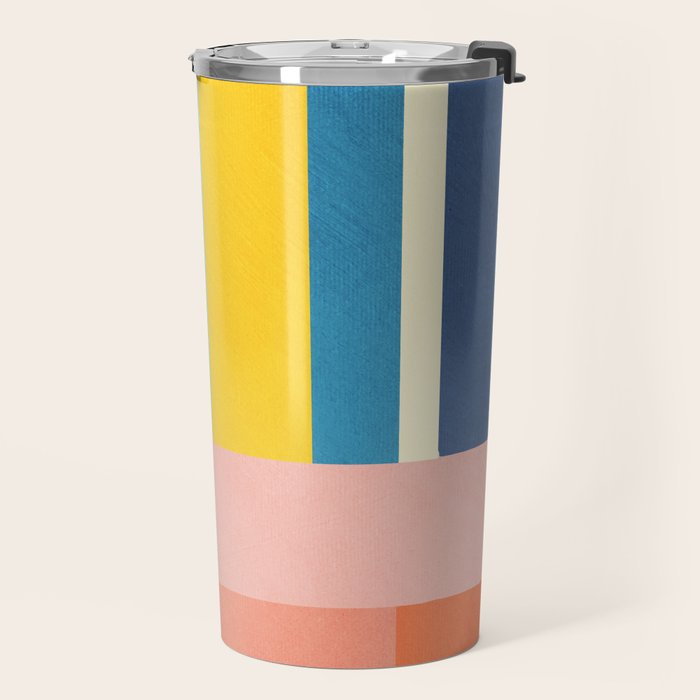 Bright Pastels Geometric Colorful Abstract Artwork Travel Mug Gallery Image 2