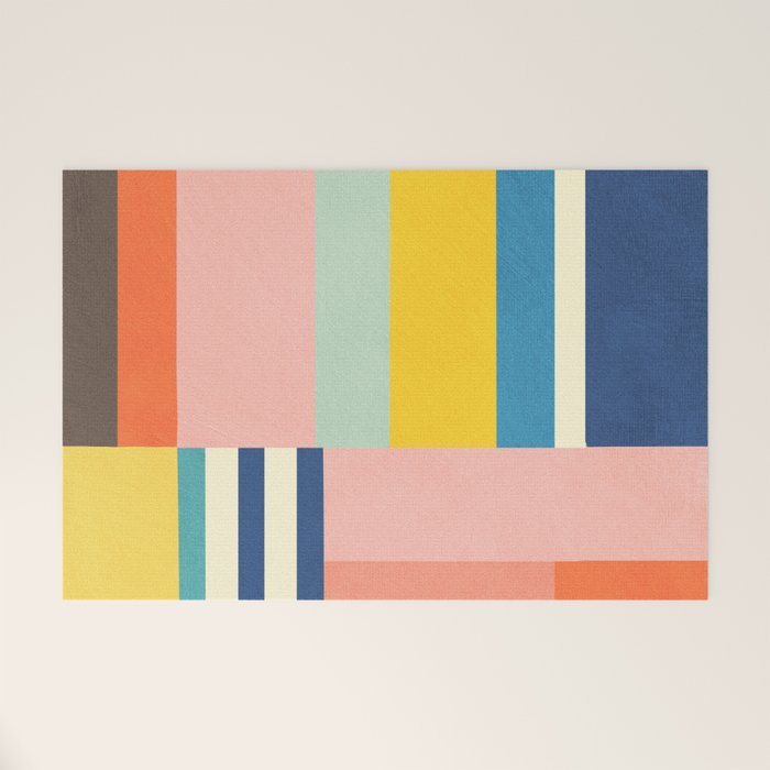 Bright Pastels Geometric Colorful Abstract Artwork Welcome Mat Gallery Image 1