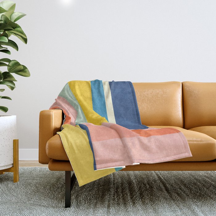 Bright Pastels Geometric Colorful Abstract Artwork Throw Blanket Gallery Image 1