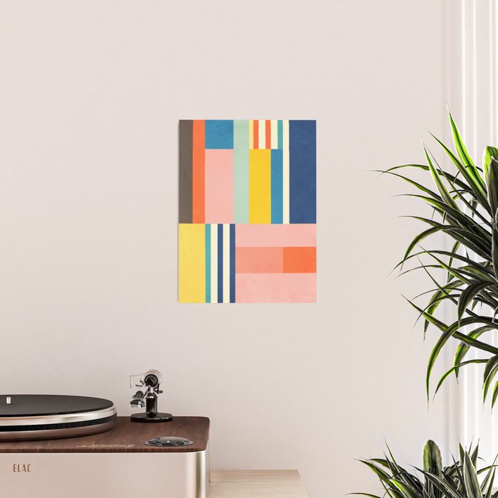 Bright Pastels Geometric Colorful Abstract Artwork Poster Gallery Image 2