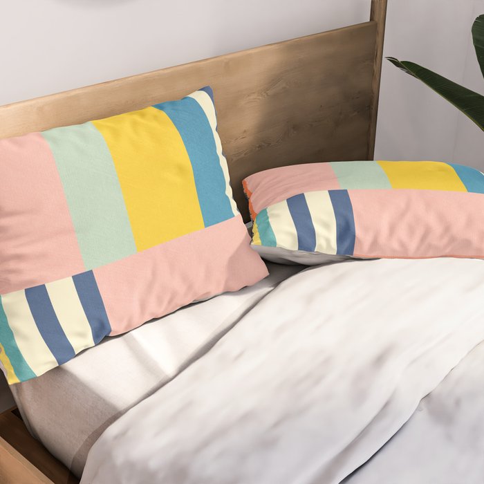 Bright Pastels Geometric Colorful Abstract Artwork Pillow Sham Gallery Image 2