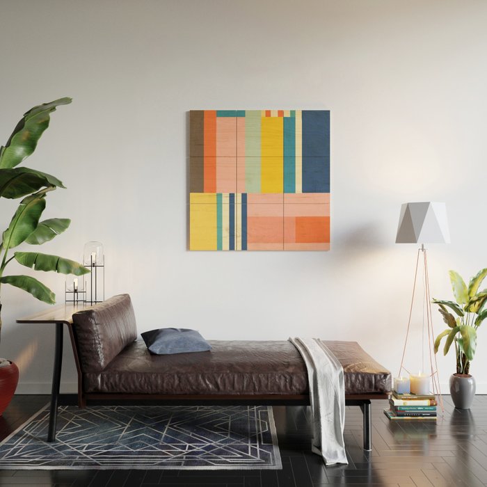Bright Pastels Geometric Colorful Abstract Artwork Wood Wall Art Gallery Image 2